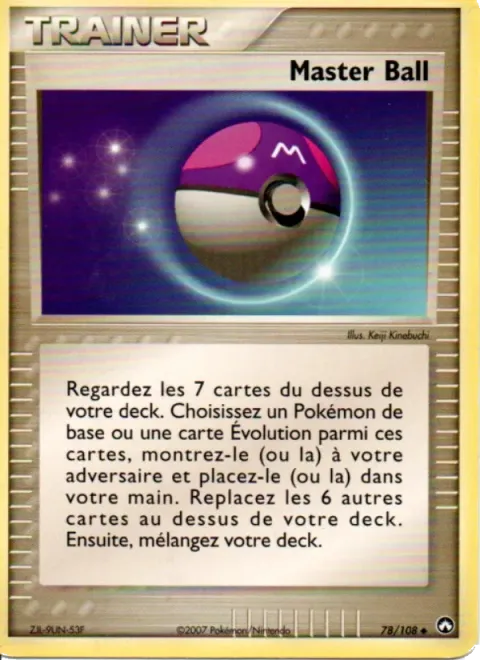 Carte Pokémon Master Ball 078/108, extension EX Gardiens du Pouvoir