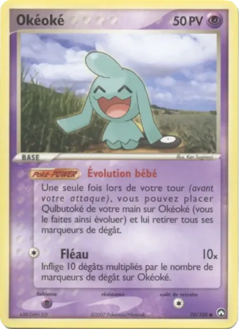 Carte Pokémon Okéoké 070/108, extension EX Gardiens du Pouvoir