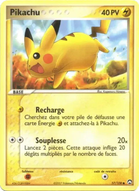 Carte Pokémon Pikachu 057/108, extension EX Gardiens du Pouvoir