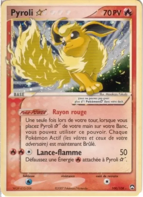Carte Pokémon Pyroli ☆ 100/108, extension EX Gardiens du Pouvoir