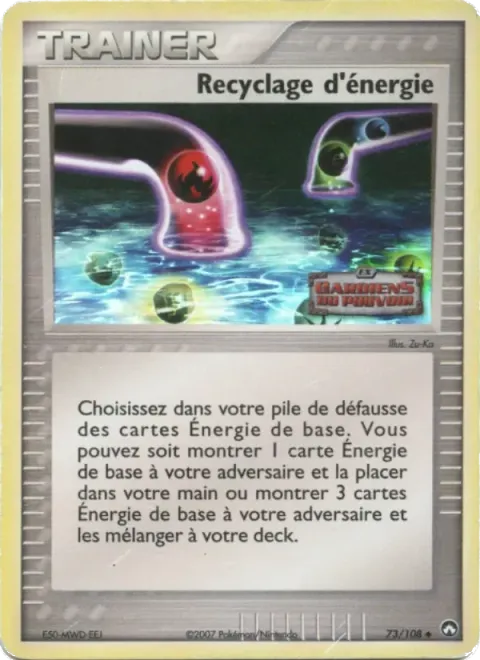 Carte Pokémon Recyclage d’énergie 073/108, extension EX Gardiens du Pouvoir