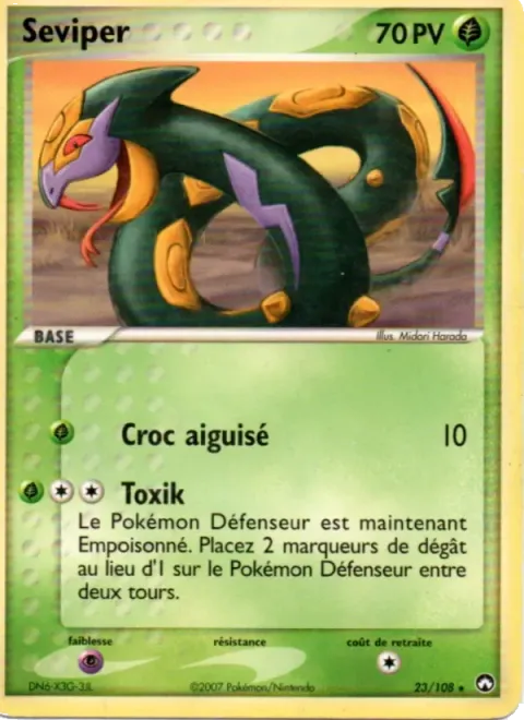 Carte Pokémon Séviper 023/108, extension EX Gardiens du Pouvoir