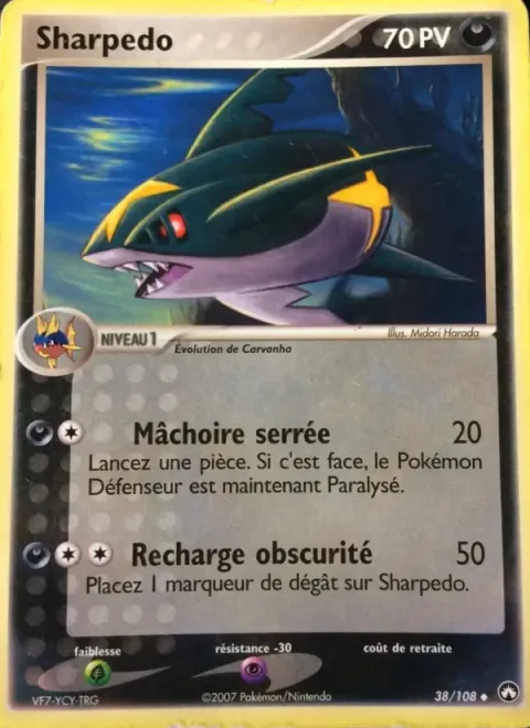 Carte Pokémon Sharpedo 038/108, extension EX Gardiens du Pouvoir