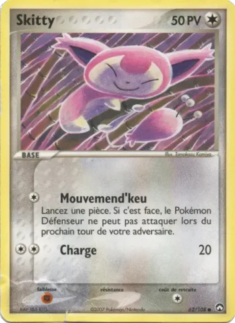 Carte Pokémon Skitty 062/108, extension EX Gardiens du Pouvoir
