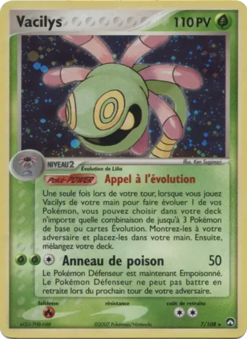 Carte Pokémon Vacilys 007/108, extension EX Gardiens du Pouvoir