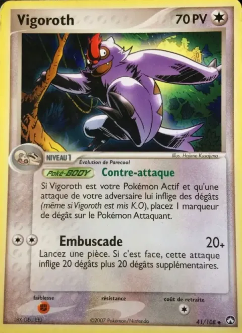 Carte Pokémon Vigoroth 041/108, extension EX Gardiens du Pouvoir