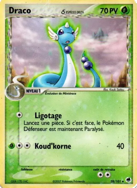 Carte Pokémon Draco δ 028/101, extension EX Île des Dragons