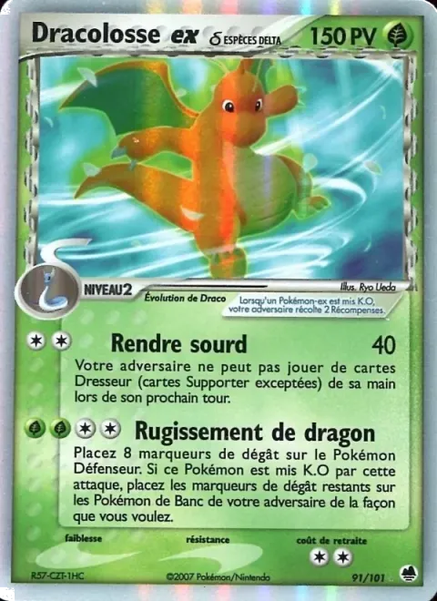 Carte Pokémon Dracolosse ex δ 091/101, extension EX Île des Dragons