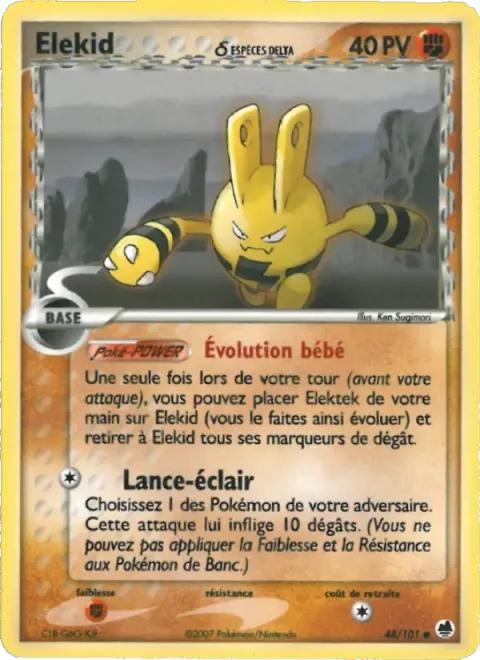 Carte Pokémon Elekid δ 048/101, extension EX Île des Dragons