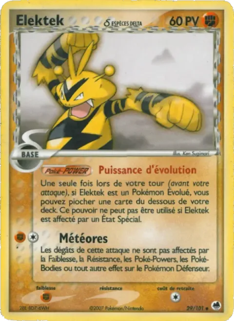 Carte Pokémon Elektek δ 029/101, extension EX Île des Dragons