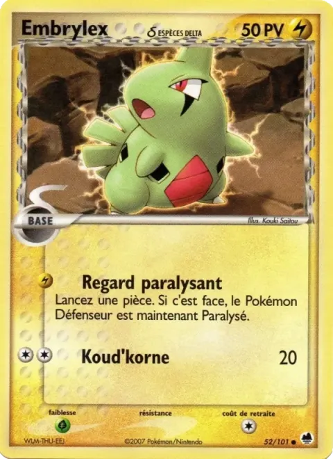 Carte Pokémon Embrylex δ 052/101, extension EX Île des Dragons
