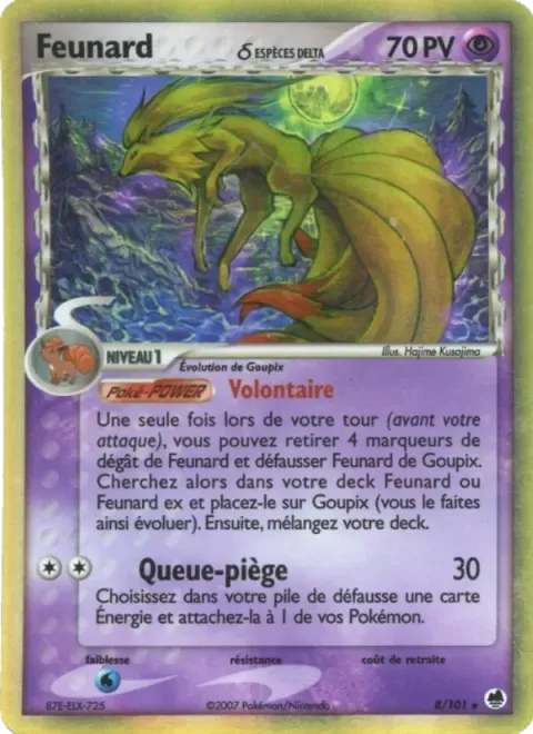 Carte Pokémon Feunard δ 008/101, extension EX Île des Dragons