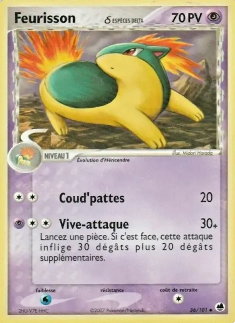 Carte Pokémon Feurisson δ 036/101, extension EX Île des Dragons