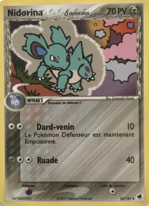 Carte Pokémon Nidorina δ 034/101, extension EX Île des Dragons