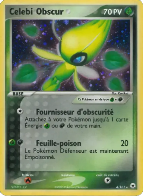 Carte Pokémon Celebi Obscur 004/101, extension EX Légendes Oubliées