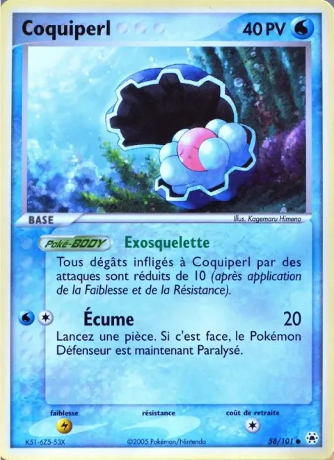 Carte Pokémon Coquiperl 058/101, extension EX Légendes Oubliées