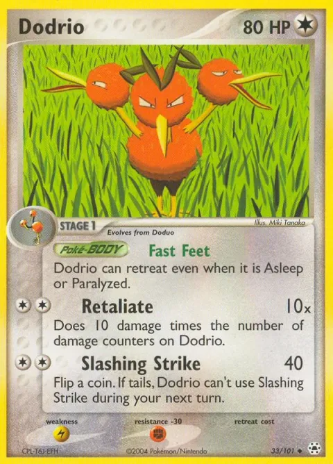 Carte Pokémon Dodrio 033/101, extension EX Légendes Oubliées