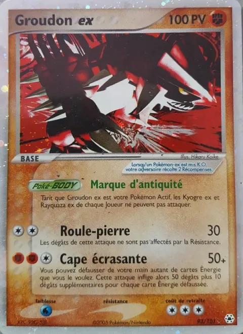 Carte Pokémon Groudon ex 093/101, extension EX Légendes Oubliées