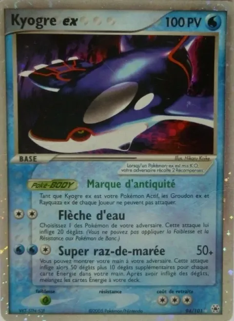Carte Pokémon Kyogre ex 094/101, extension EX Légendes Oubliées