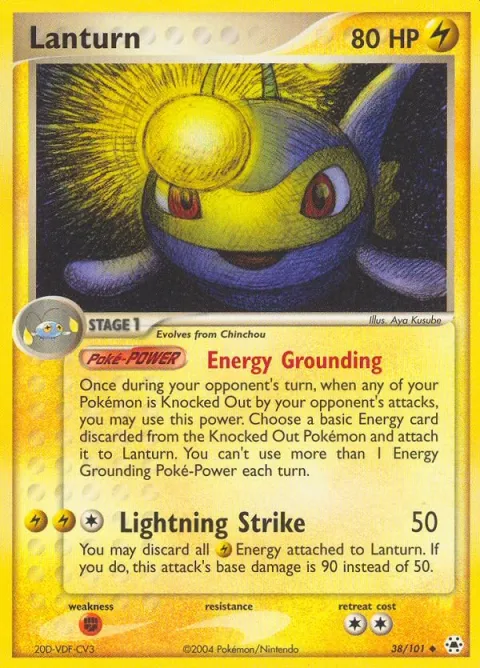 Carte Pokémon Lanturn 038/101, extension EX Légendes Oubliées