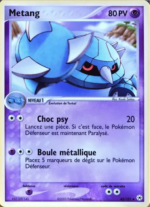 Carte Pokémon Métang 043/101, extension EX Légendes Oubliées
