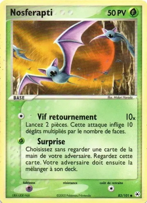 Carte Pokémon Nosferapti 083/101, extension EX Légendes Oubliées