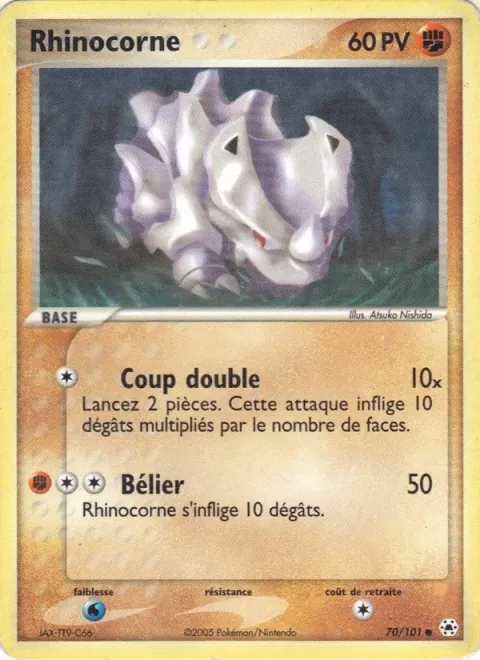 Carte Pokémon Rhinocorne 070/101, extension EX Légendes Oubliées