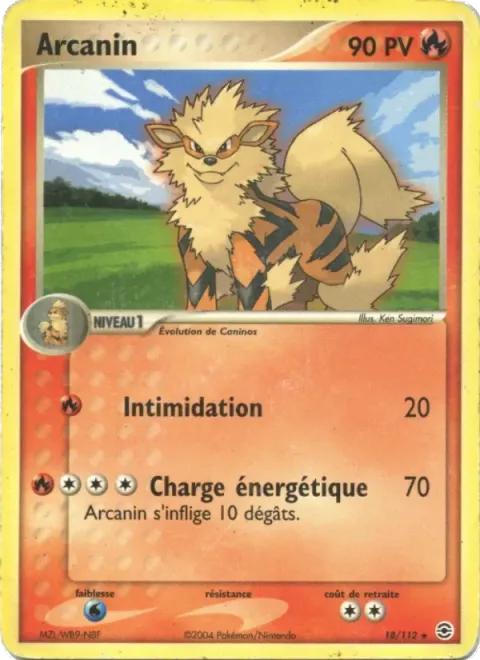 Carte Pokémon Arcanin 018/112, extension EX Rouge Feu & Vert Feuille
