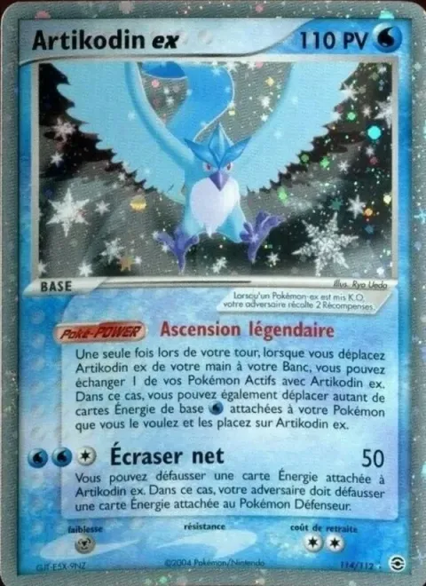 Carte Pokémon Artikodin ex 114/112, extension EX Rouge Feu & Vert Feuille