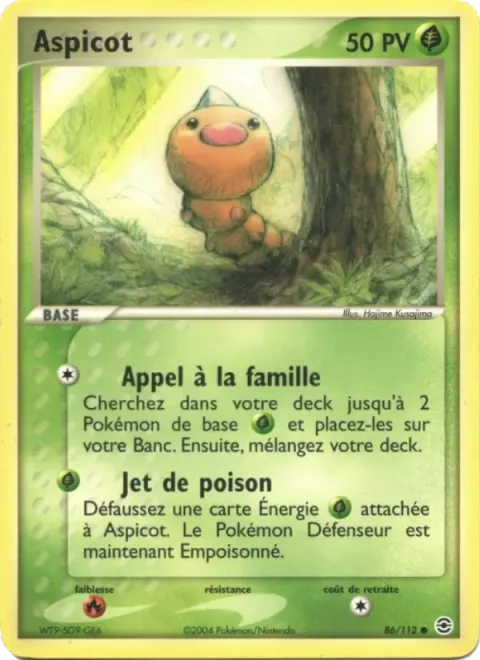 Carte Pokémon Aspicot 086/112, extension EX Rouge Feu & Vert Feuille