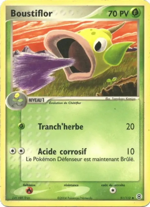 Carte Pokémon Boustiflor 051/112, extension EX Rouge Feu & Vert Feuille
