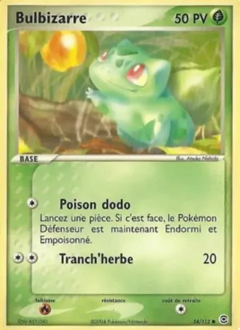 Carte Pokémon Bulbizarre 054/112, extension EX Rouge Feu & Vert Feuille
