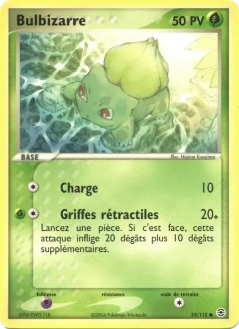 Carte Pokémon Bulbizarre 055/112, extension EX Rouge Feu & Vert Feuille