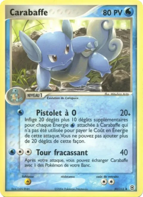 Carte Pokémon Carabaffe 050/112, extension EX Rouge Feu & Vert Feuille