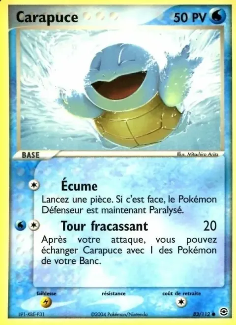 Carte Pokémon Carapuce 083/112, extension EX Rouge Feu & Vert Feuille