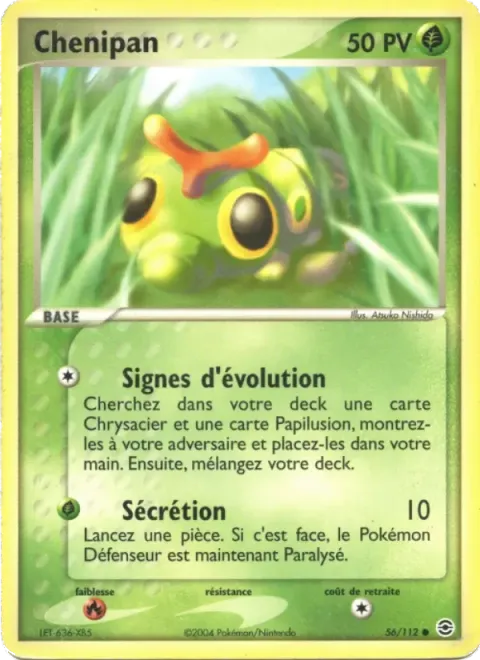 Carte Pokémon Chenipan 056/112, extension EX Rouge Feu & Vert Feuille