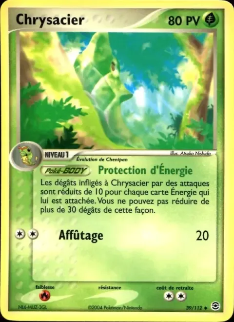 Carte Pokémon Chrysacier 039/112, extension EX Rouge Feu & Vert Feuille