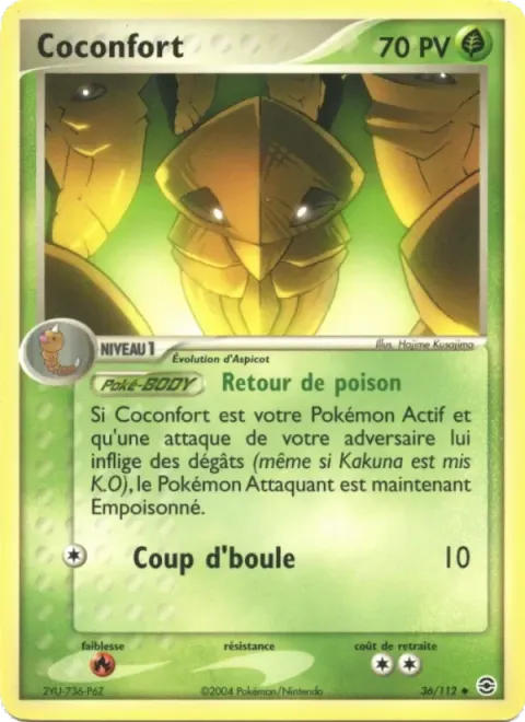 Carte Pokémon Coconfort 036/112, extension EX Rouge Feu & Vert Feuille
