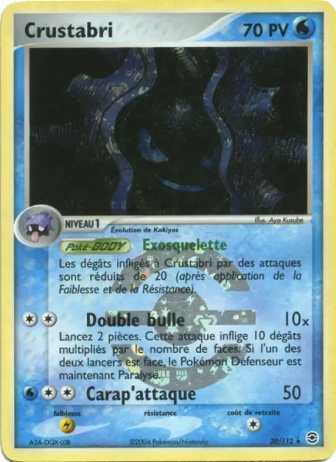 Carte Pokémon Crustabri 020/112, extension EX Rouge Feu & Vert Feuille