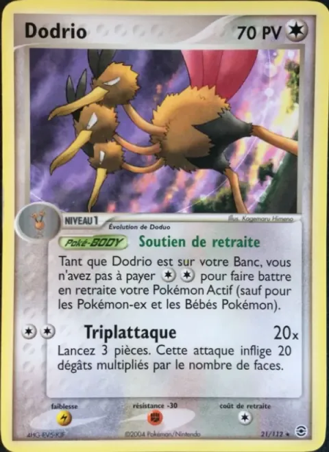 Carte Pokémon Dodrio 021/112, extension EX Rouge Feu & Vert Feuille