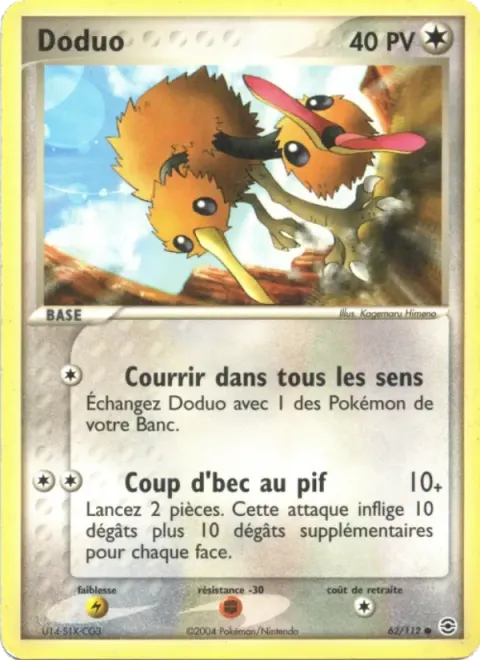 Carte Pokémon Doduo 062/112, extension EX Rouge Feu & Vert Feuille