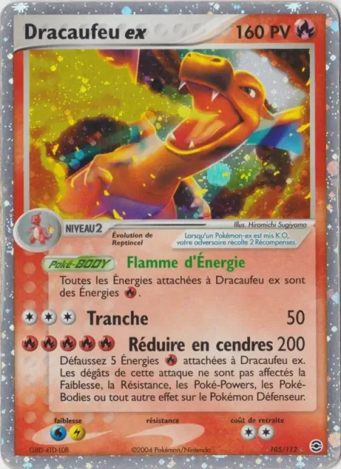 Carte Pokémon Dracaufeu ex 105/112, extension EX Rouge Feu & Vert Feuille