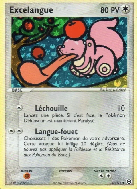 Carte Pokémon Excelangue 037/112, extension EX Rouge Feu & Vert Feuille