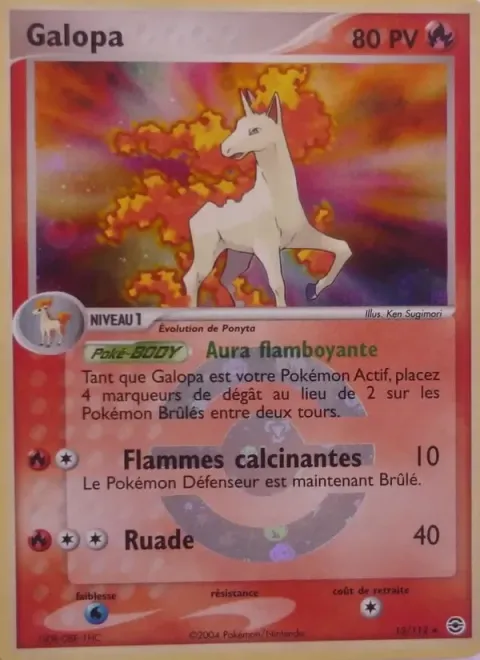 Carte Pokémon Galopa 013/112, extension EX Rouge Feu & Vert Feuille