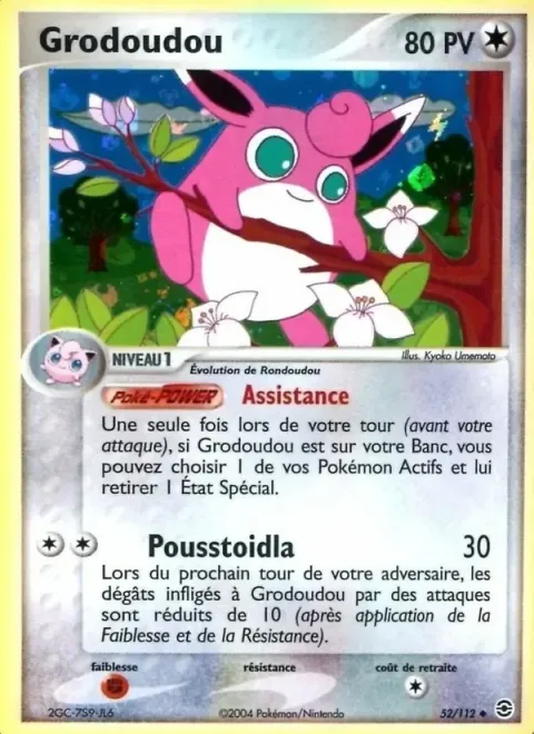 Carte Pokémon Grodoudou 052/112, extension EX Rouge Feu & Vert Feuille