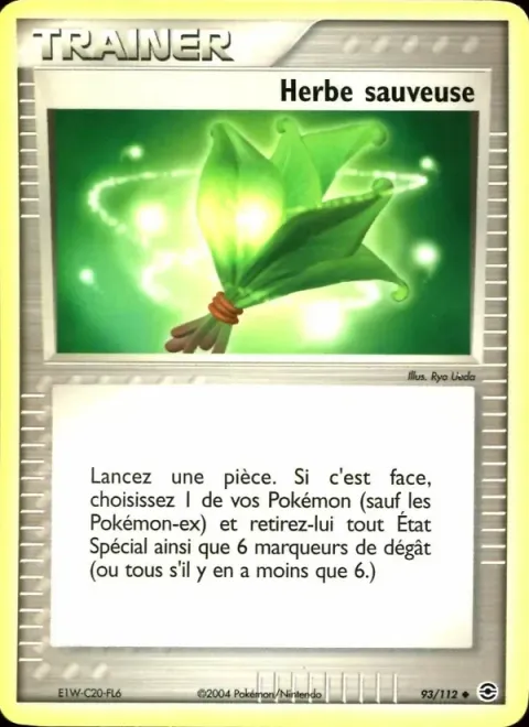 Carte Pokémon Herbe sauveuse 093/112, extension EX Rouge Feu & Vert Feuille