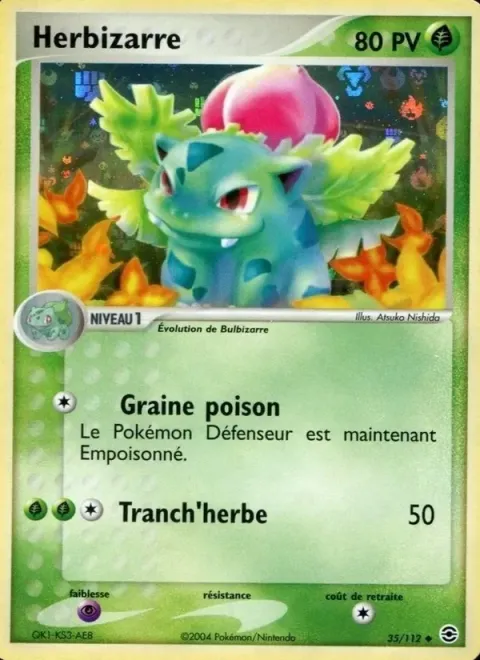 Carte Pokémon Herbizarre 035/112, extension EX Rouge Feu & Vert Feuille