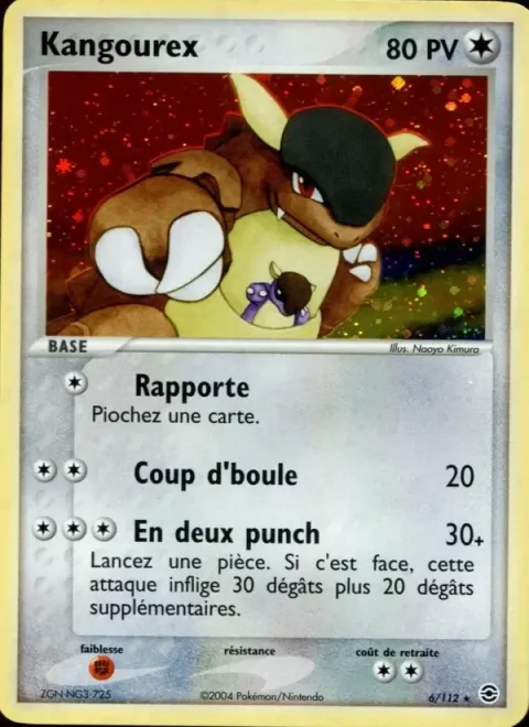 Carte Pokémon Kangourex 006/112, extension EX Rouge Feu & Vert Feuille