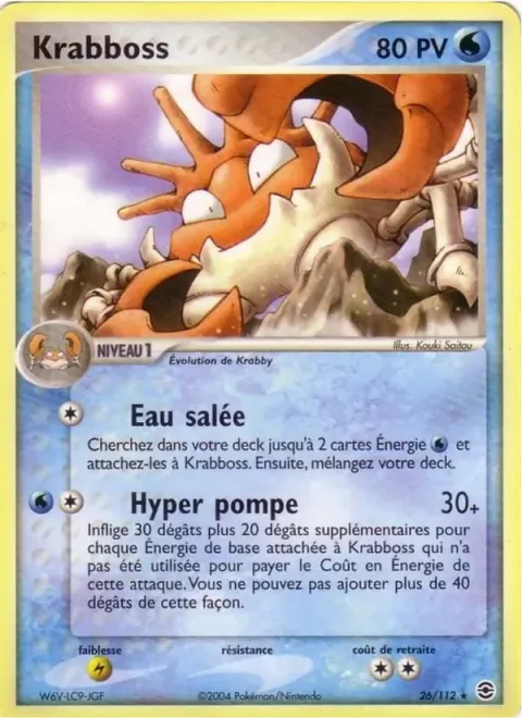 Carte Pokémon Krabboss 026/112, extension EX Rouge Feu & Vert Feuille