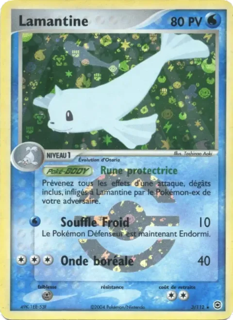 Carte Pokémon Lamantine 003/112, extension EX Rouge Feu & Vert Feuille